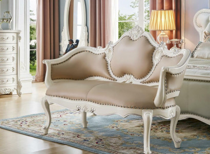 Upholstered bench, solid wood bench, seat bench, seating furniture, designer leather bench, baroque.