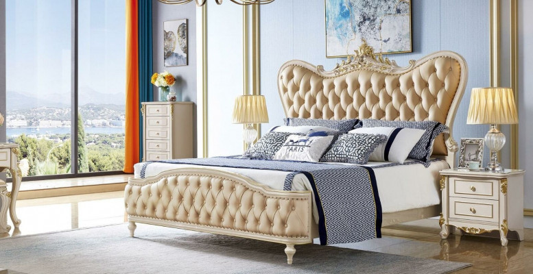 Chesterfield Bed Beds Upholstery Hotel Bedroom Double 180x200 Solid Wood