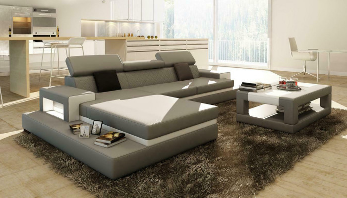 XXL Leather Sofa Corner Sofa Design Big Sofa Couch Upholstered Corner Seating Suite