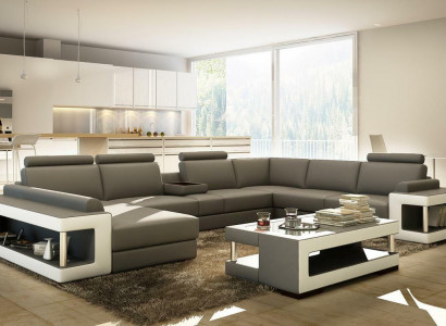 Leather Sofa XXL Corner Sofa Design Big Sofa Couch Upholstery Corner Seating Suite