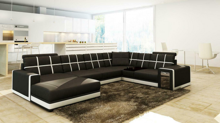 Leather Sofa XXL Living Landscape Corner Sofa Upholstered Corner Seat Couch Set