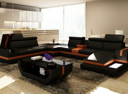 Leather sofa couch living area U-shape design modern sofa corner sofas design 5099