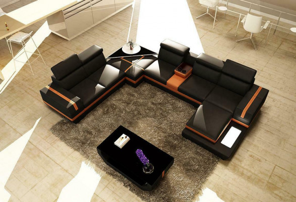 Leather sofa couch living area U-shape design modern sofa corner sofas design 5099