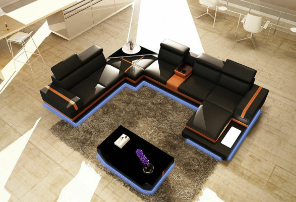 Leather sofa couch living area U-shape design modern sofa corner sofas design 5099