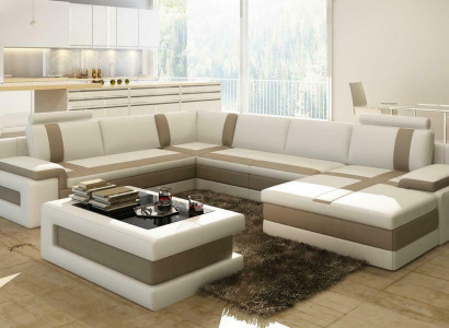 Leather Sofa Couch Living Landscape U-Shape Design Modern Sofa Corner Sofas