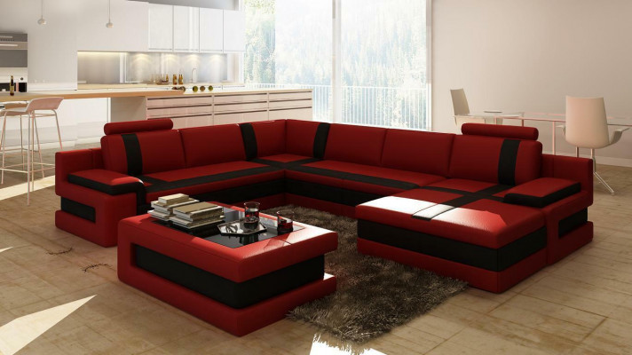Leather Sofa Couch Living Landscape U-Shape Design Modern Sofa Corner Sofas