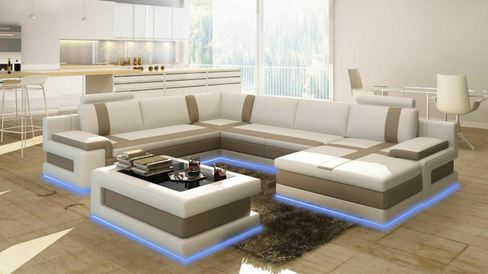 Leather Sofa Couch Living Landscape U-Shape Design Modern Sofa Corner Sofas