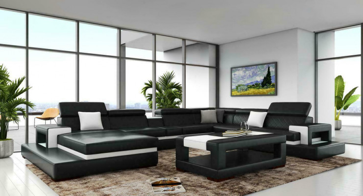 XXL Leather Sofa Corner Sofa Design Big Sofa Couch Upholstered Corner Seat Décor Suite