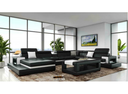 XXL Leather Sofa Corner Sofa Design Big Sofa Couch Upholstered Corner Seat Décor Suite