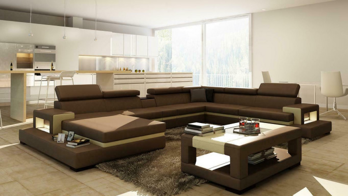 XXL Leather Sofa Corner Sofa Design Big Sofa Couch Upholstered Corner Seat Décor Suite