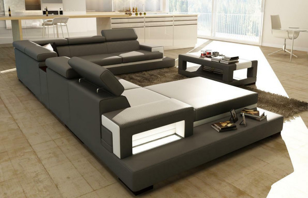 XXL Leather Sofa Corner Sofa Design Big Sofa Couch Upholstered Corner Seat Décor Suite