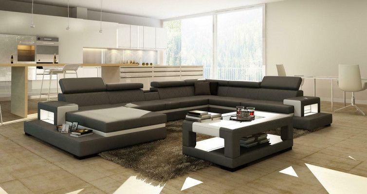XXL Leather Sofa Corner Sofa Design Big Sofa Couch Upholstered Corner Seat Décor Suite