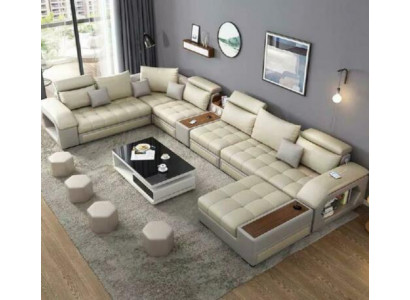 U-shaped sectional sofa seating furniture living landscape luxury upholstery modern relax sofa couch