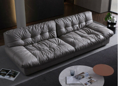 Big XXL living room leather modern design sofa couch 4-seater textile