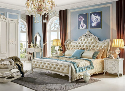 Design bedroom 6-piece set bed nightstand dressing table solid wood furniture