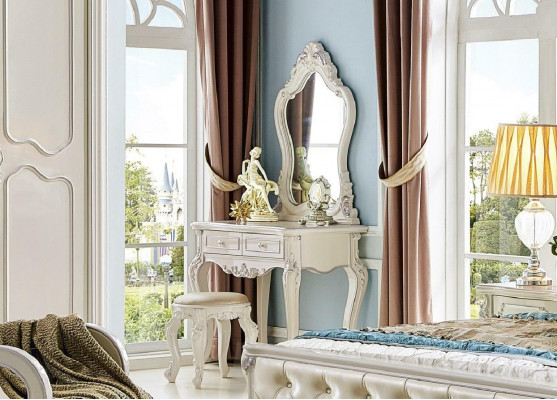 Design bedroom 6-piece set bed nightstand dressing table solid wood furniture