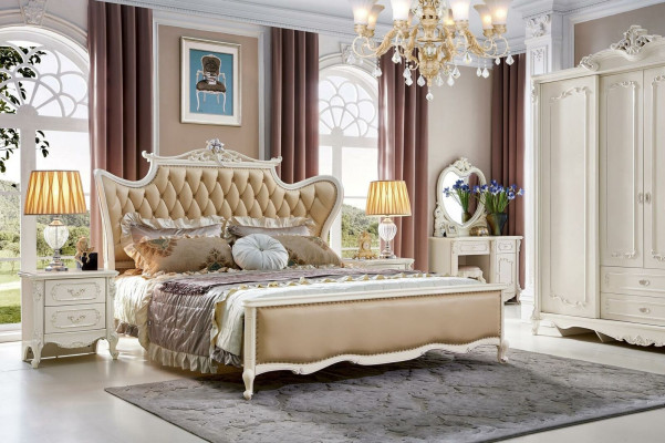Bedside Table Dressing Table 6 Piece Bedroom Modern Design Luxury Bed Set
