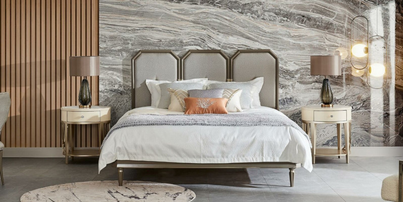 Bed 2x Nightstand 3-piece Bedroom Set Modern Bedroom Solid Wood