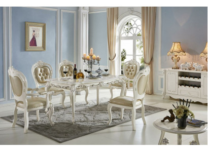 Chesterfield Baroque Style x4 Chair Set Designer Dining Leather Chairs