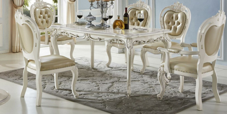 Chesterfield Baroque Style x4 Chair Set Designer Dining Leather Chairs