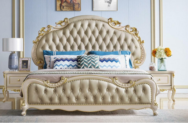 Chesterfield bed classic bed design double upholstered bedroom solid wood