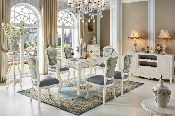Classic Baroque 4x Armchair Group Chesterfield Chair Sets Solid Wood