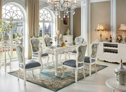 Classic Baroque 4x Armchair Group Chesterfield Chair Sets Solid Wood