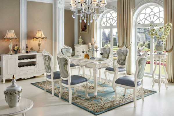 Classic Baroque 4x Armchair Group Chesterfield Chair Sets Solid Wood
