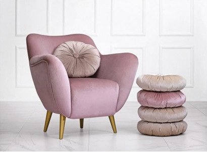 Armchair Wing Chair 1-Seater Fabric Seat Luxury Living Room Modern Pink