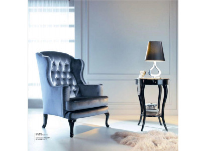 Armchair Wingback Chair Seat Fabric Blue Luxury Living Room Classic Polyester