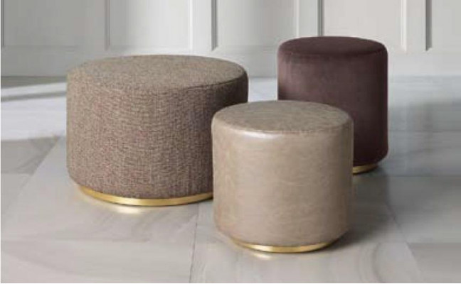 Group stool footstool polyester living room seat fabric beige luxury seat 3-piece set