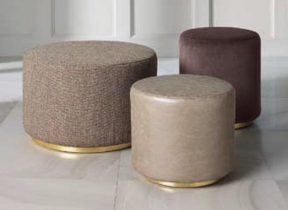 Group stool footstool polyester living room seat fabric beige luxury seat 3-piece set