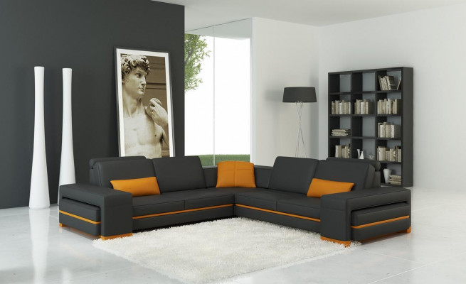 Leather sofa couch living landscape L-shaped design décor modern sofa corner sofas