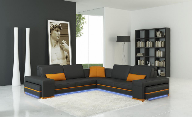 Leather sofa couch living landscape L-shaped design décor modern sofa corner sofas