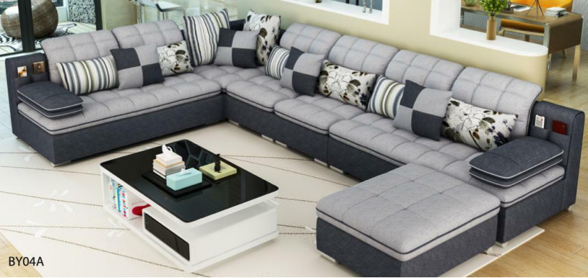 Furniture living landscape luxury corner sofa U-shape upholstered sofas relax couch textile seat