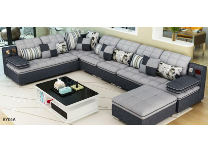 Furniture living landscape luxury corner sofa U-shape upholstered sofas relax couch textile seat
