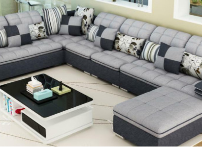 Furniture living landscape luxury corner sofa U-shape upholstered sofas relax couch textile seat