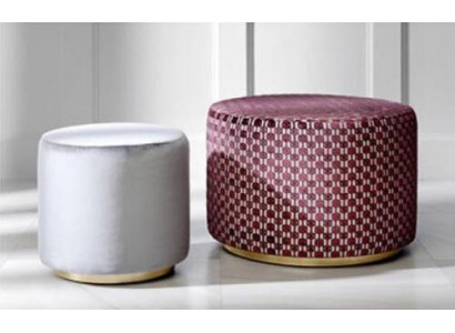 Group ottoman stool bench pouf velvet stool fabric round wood set of 2 pieces