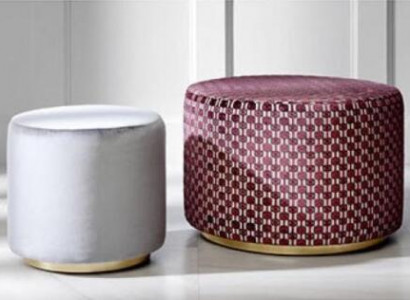 Group ottoman stool bench pouf velvet stool fabric round wood set of 2 pieces