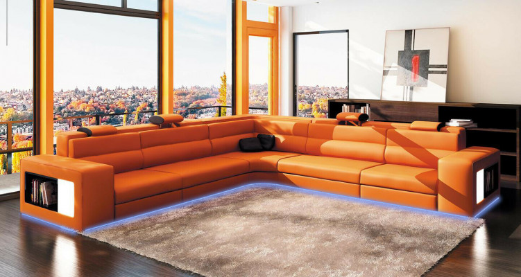 Design XXL Big Corner Upholstered Corner Sofa Couch Leather Sofa Set L Shape