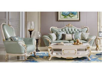 Classic Sofa Set 2-piece Set 3+1 Seater Leather Sofa Complete Couch