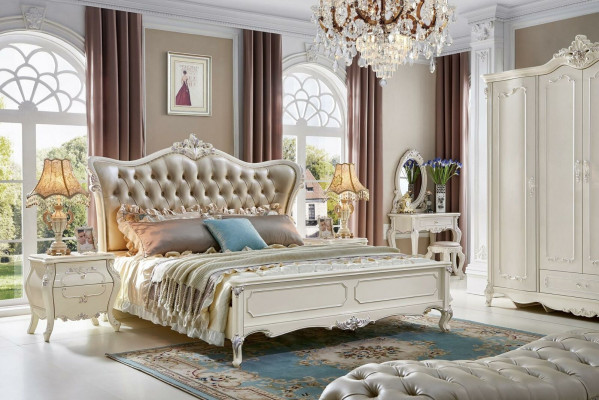 6-piece bedroom complete set bed nightstand dressing table solid wood