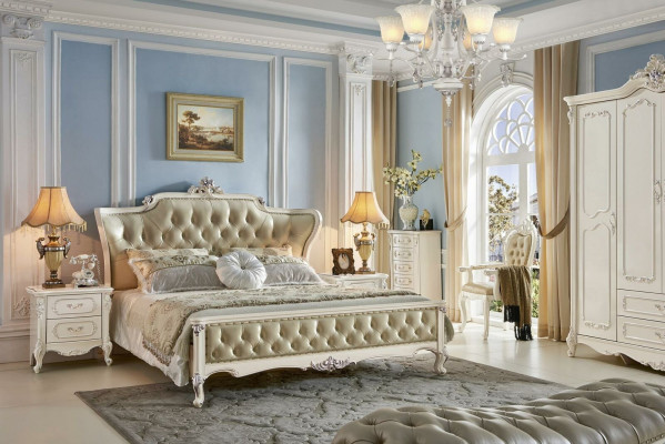Chesterfield bedroom sets 6-piece Royal Baroque furniture solid wood bed