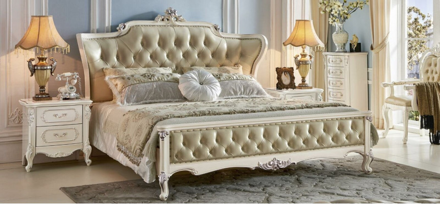 Chesterfield bedroom sets 6-piece Royal Baroque furniture solid wood bed