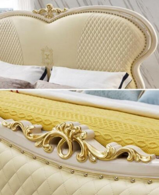 Designer Chesterfield leather double luxury bed beds sleeping room solid wood