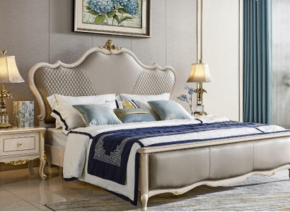 Classic hotel baroque bed double bed upholstered bed Chesterfield solid wood