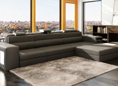Design XXL corner sectional sofa couch L-shape leather sofa set
