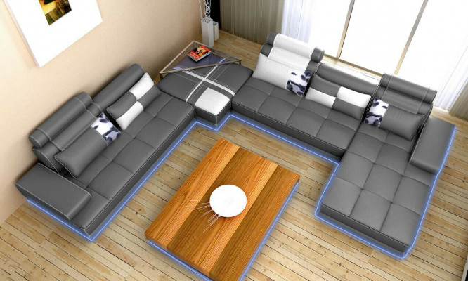 XXL Designer Living Landscape U-Shape Upholstered Corner Sofa Corner Set Sofa