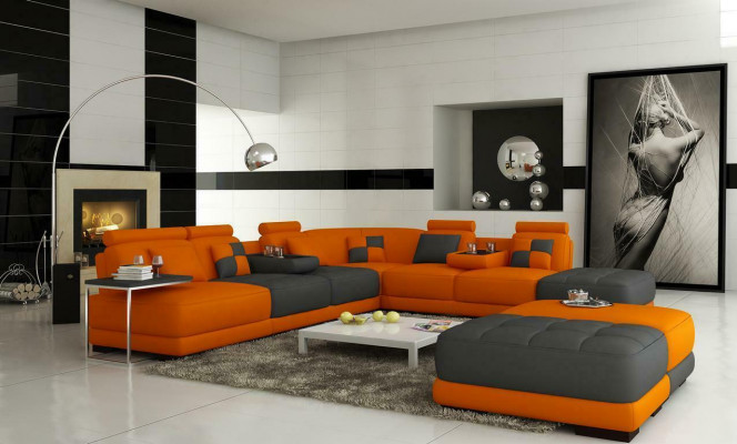 XXL Designer Living Landscape Upholstered L-Shape Corner Sofa Corner Suite Sofa