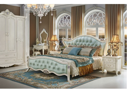 Design bedroom set 6 pieces. Baroque bed, nightstand, wardrobe, solid wood